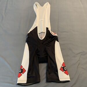 Block Bib Shorts Mens XL Black White Red Padded Cycling Bike Road Chamois